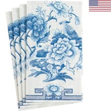 Sustainable Blue & White Napkins - Eco-Friendly Guest Towels, Pack of 30