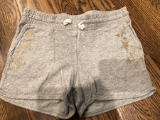 Jcrew Crewcuts Cotton Grey Shorts With Gold Glitter Star Accents. Girls Size 12