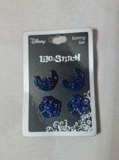 Disney Pixar Lilo Stitch Earrings Set - Stitch and Tropical Flowers - Two Pair