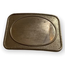 Silver Rope Framed Oval In Center Rectangle Belt Buckle Fits 1.75 Belt