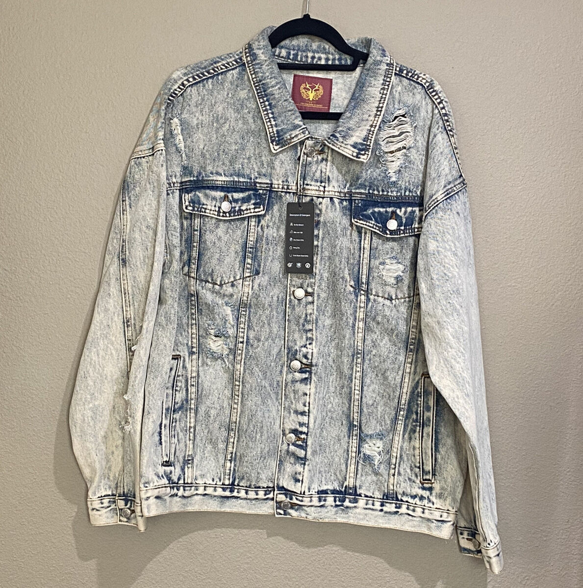 Urban Society mens embroidered denim street wear jean jacket Urban Society mens embroidered denim street wear jean jacket