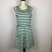 Gap Designed Crafted Fit & Flare Dress Sz 12 Woman Blue Green Striped Sleeveless