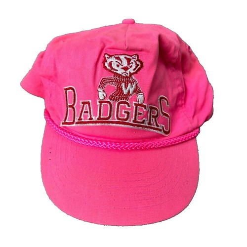 Wisconsin Badgers Hat Strapback Cap Pink University Football 