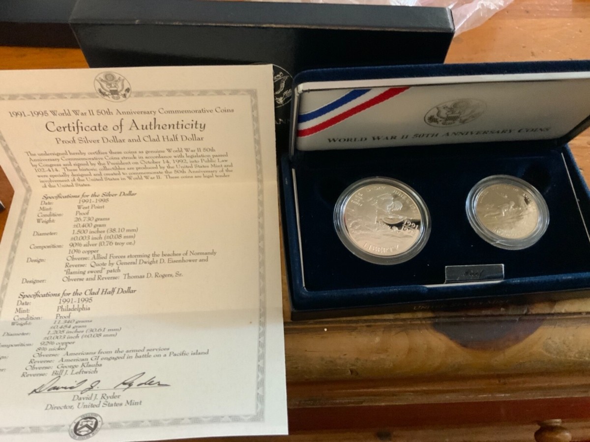 1991-1995 World War II 50th Anniversary Commemorative Coins COA | eBay