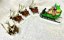 Dept 56 Heritage Village Collection - Sleigh and 8 Tiny Reindeer #5611
