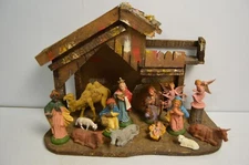 Vintage Nativity Set Manger Italy Christian Collectible MCM Angels Christmas
