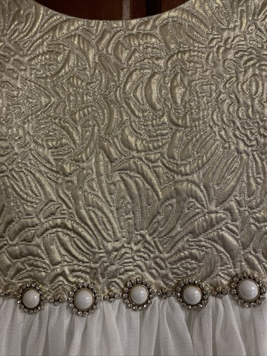 American Princess Girls Party Dress Gold Brocade Top And Soft Tulle Skirt Sz 7 - Picture 3 of 8