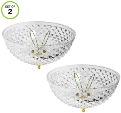 Evelots Ceiling Clip-on Light Bulb Shade-Lamp-Dome-Diamond Cut-Acrylic-Set/2