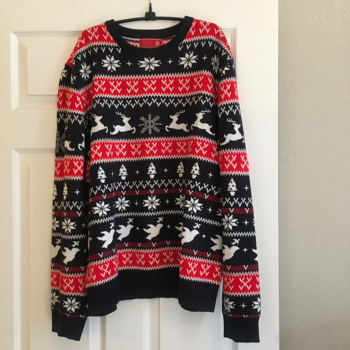 You Look Ugly Today Fair Isle Christmas Sweater Size XXL RED NAVY