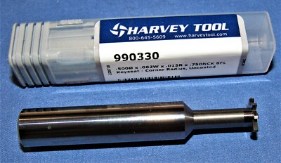 New Harvey Tool Carbide 8 Flute Keyseat .500 Dia. Profile Corner Radius