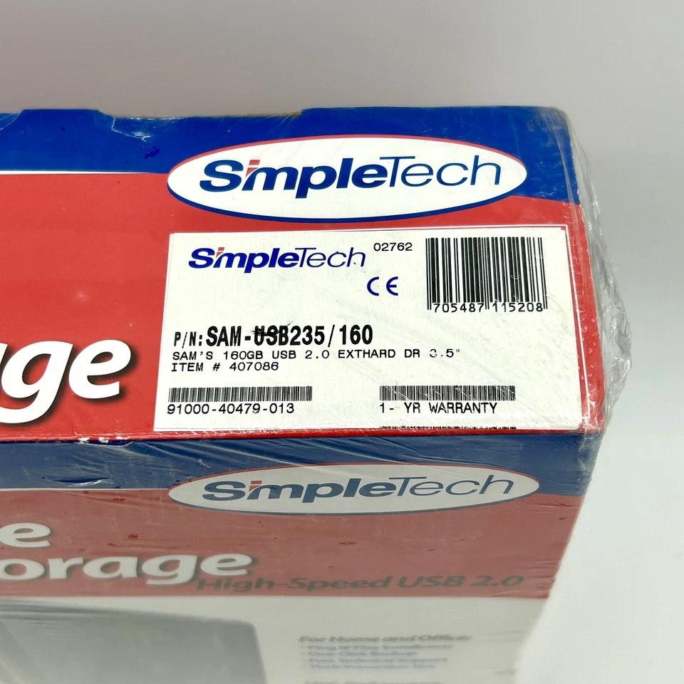 Brand New Simpletech Simple Drive External Hard Drive Storage USB 160GB Sealed - Image 4 of 4
