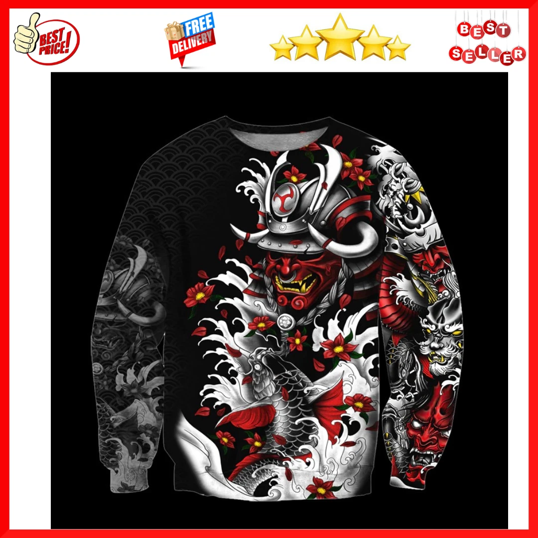 Men Sweatshirt Hoodie Samurai 3d Print Fashion Pullover Casual Jacket Streetwear