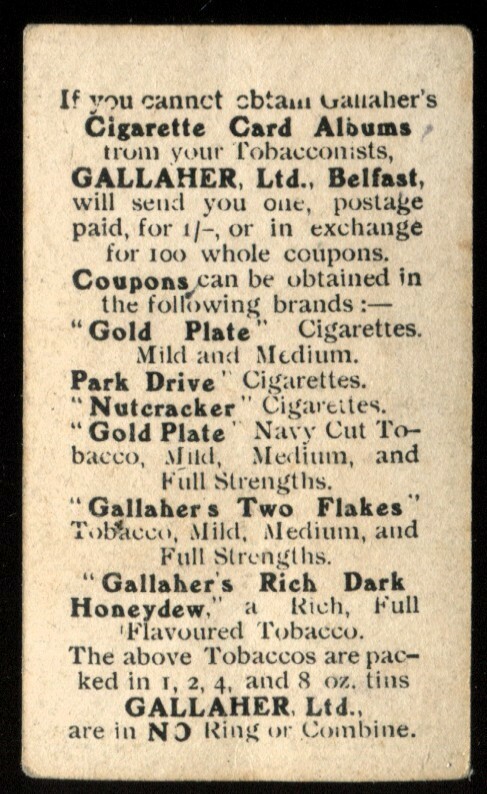 gallaher group tobacco Tobacco Card, Gallaher, IRISH VIEW SCENERY, 1908, Gloss Ltd Block, Cork,  #282 a