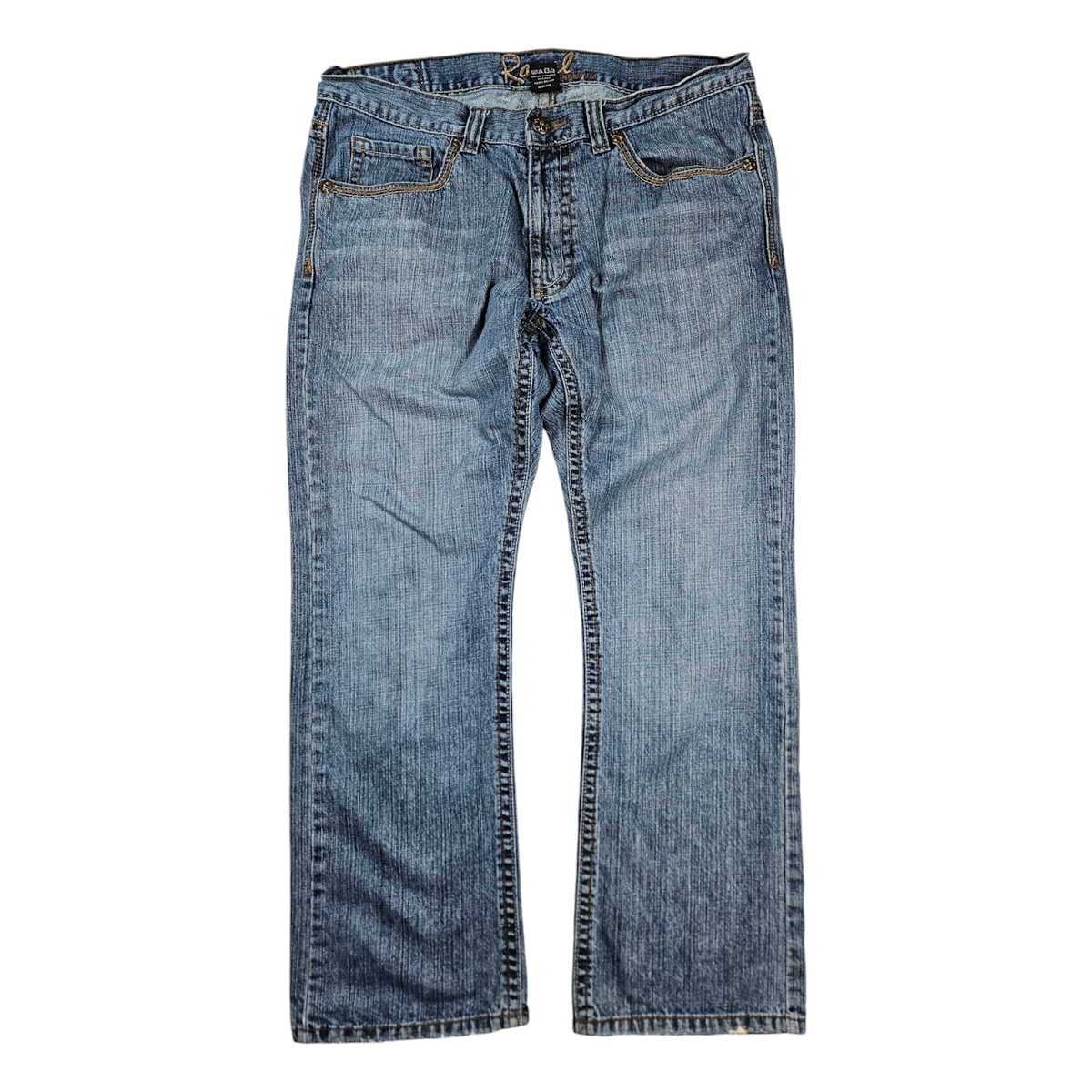 Royal Premium Jeans Men 36x30 Light Blue Straight Leg Thick Stitch