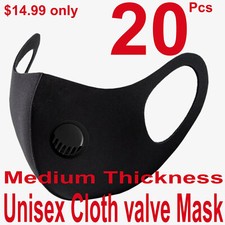 20Pcs Men Women Black Valve Face Mask Reusable Washable Clothing Covering NEW Co