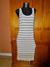 ANN TAYLOR LOFT size M Zig Zag Stripe Knit Rayon Bodycon Sweater Tank DRESS