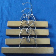 Vintage Wood Clamp Clothes Hangers 9" Pants Skirts Slacks Wooden Art Hook Lot 4