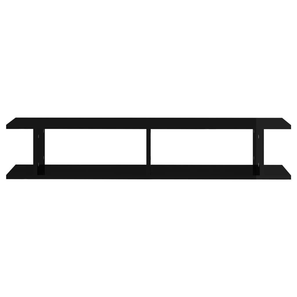 Wall Shelf Set 2pcs High Gloss Black Modern Style Floating Display Rack Shelves eBay