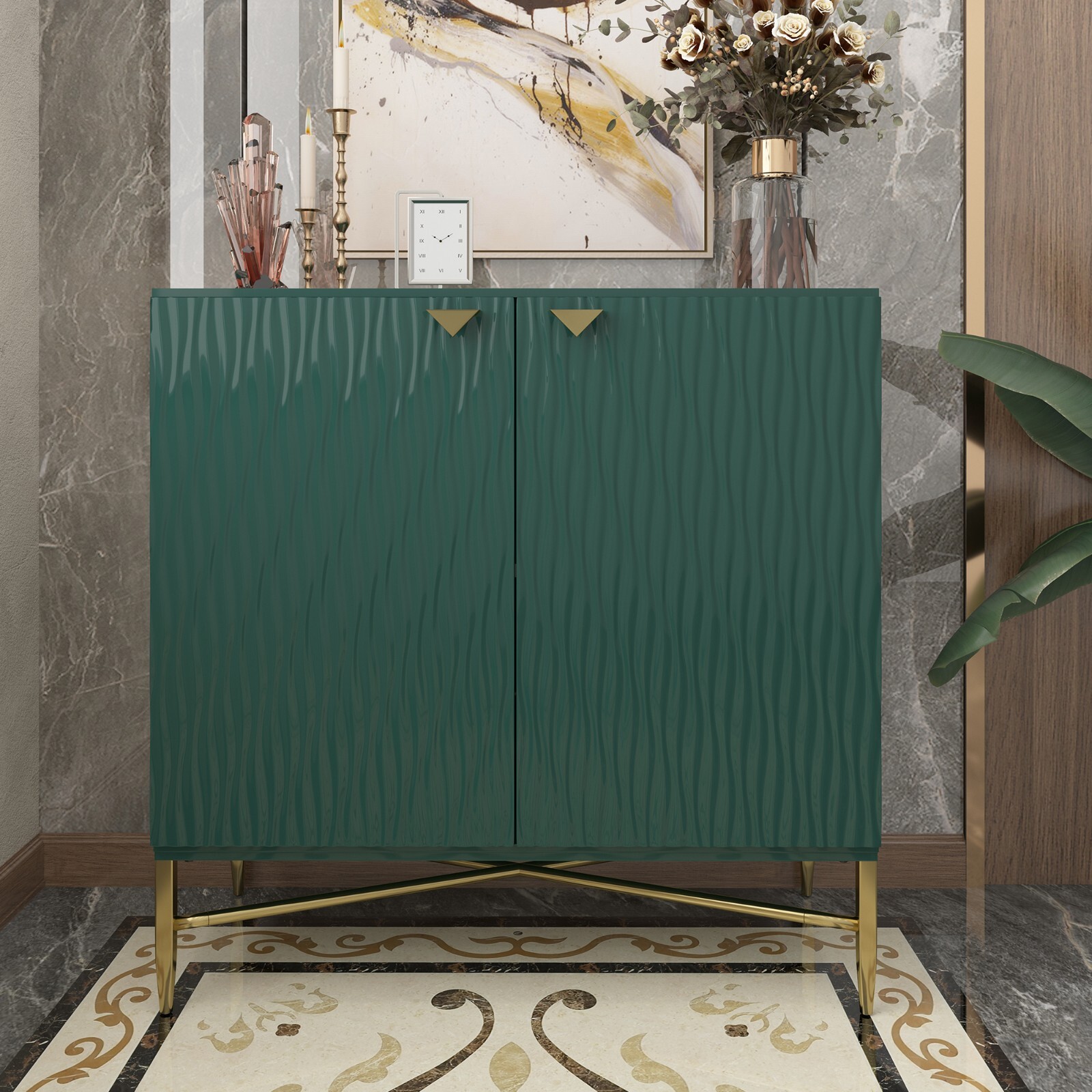 Clihome 2-Door Freestanding Storage Cabinet Metal Locker Sideboard