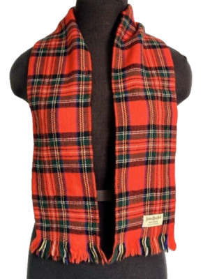 VTG Brian MacNeil 100% Wool Cozy Classic Red Plaid Scarf Gillman Knitwear Co.