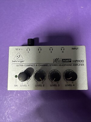 BEHRINGER MICROAMP HA400 AMPLIFIER, 4-CHANNEL STEREO HEADPHONE