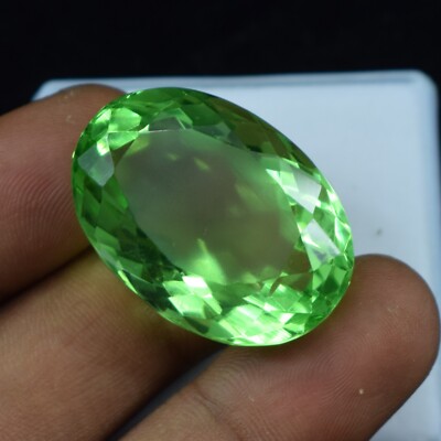 Natural 52.50 Carat Certified Oval Shape Green Topaz Loose Gemstone 45 mm