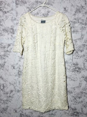 Rabbit Rabbit Rabbit Petite Lace Embroidery Ivory Fit and Flare Dress Sz  12P EUC | eBay