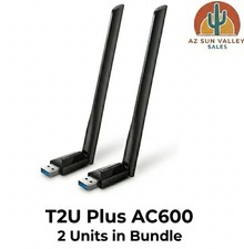 2x Bundle TP-Link Archer AC600 T2U Plus High Gain Wireless Dual Band USB Adapter