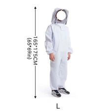 L Full Body Beekeeping Suit Ventilated with Veil Hood Beekeeper Outfit Jacket