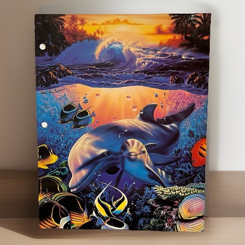 Vintage Christian Riese Lassen 3 Ring Folder Mother's Love II Dolphins Ocean