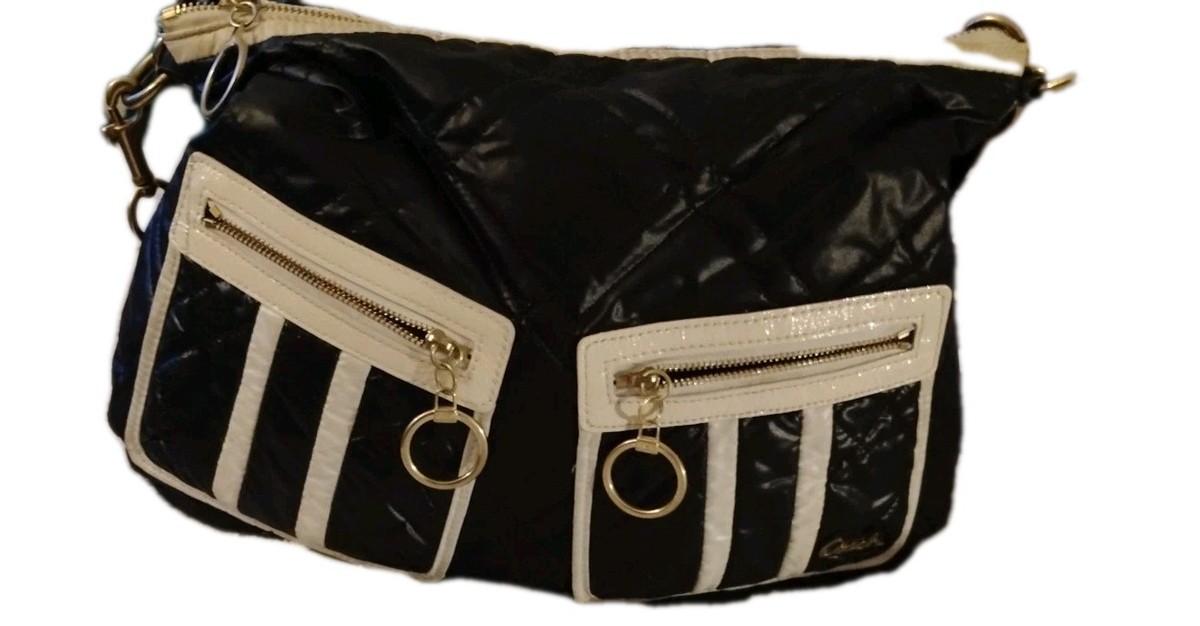 Coach - Poppy Ski Bunny Black White Quilted Nylon Shoulder Xbody