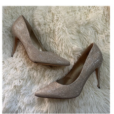 Dream Pairs Gold Glitter Pointed Toe Stiletto Pumps Women's Size 8