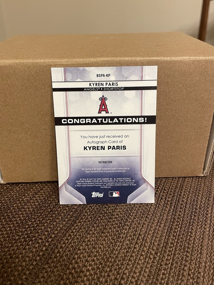 2020 Topps Bowman Sterling Kyren Paris Auto Numbered 28/150 Rare Prospect - Image 3 of 3