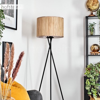 HOFSTEIN Arenabianca Stehlampe aus Metall/Seegras in Schwarz/Natur Stehleuchte