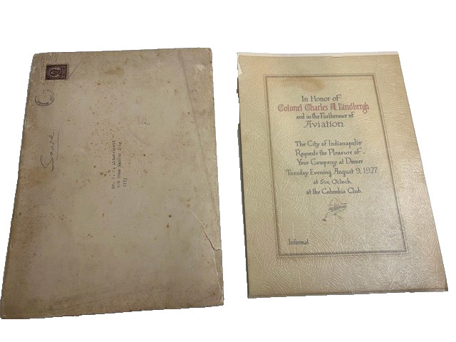 1927 CHARLES LINDBERGH INDIANAPOLIS COLUMBIA CLUB DINNER INVITION - #1130