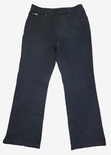 St John Sport Essentials Marie Gray Black Pants Size 6 Side Slits Stretch Wide