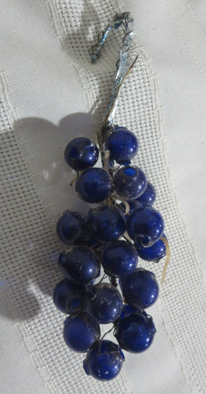 Vintage Glass Grape Cluster Ornament Made in Occupied Japan 5"