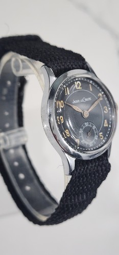 Raro orologio uomo vintage anni 40 JAEGER LeCOULTRE 463 WWII quadrante nero militare - Foto 3 di 24