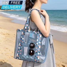 Womens Beach Bag Waterproof Sandproof Mesh Beach Pool Travel Storage Tote Bag UK