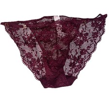 NWT Victoria  s Secret Bikini Panties Sz Large Burgundy Purple Lace