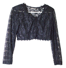 VTG Ariana Black Lace Cropped Cardigan Jacket Bolero Shrug Jacket size 9