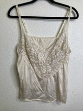 Vintage Vanity Fair Cami Silky Size 40 Nylon Lingerie Lace Ivory USA