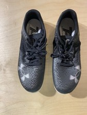 Size 8 Men/9.5 Women Under Armour Kick Sprint 4 Black White With Spikes LD 