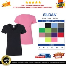 Gildan G500VL Ladies Solid Heavy Cotton Short Sleeve Plain Blank V-Neck T-Shirt