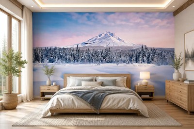 Wintertapete für Schlafzimmer Fototapete 366x254 cm verschneite Berglandschaft