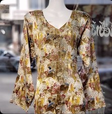 Multi-Color Printed Kurta Long Sleeve Traditional Indian Pakistani Tunic Women