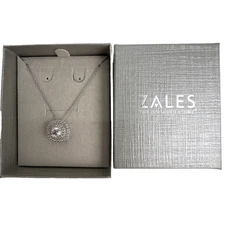 Zales White Sapphire Double Cushion Frame Pendant in 925 Sterling Silver 18"