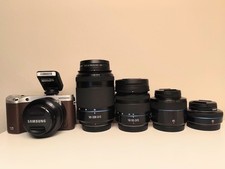 Samsung NX500 Mirrorless Camera 28MP 4k Brown 5 lenses Flash Carrier Bag