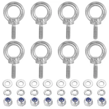 8Pcs M3 x 9mm 304 Stainless Steel Lifting Shoulder Eye Bolt with Nuts Washers