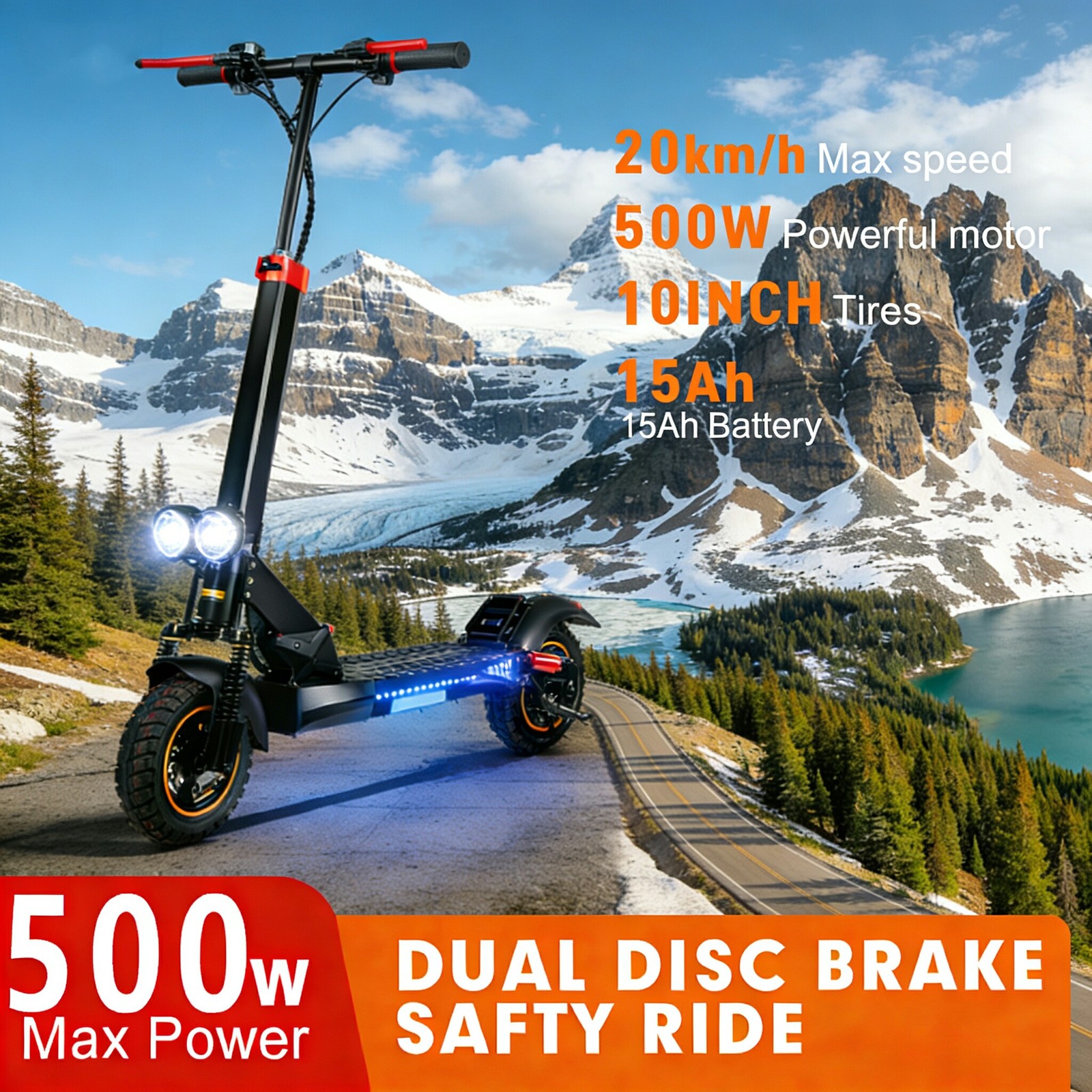 20mph Cruiser Scooter: 40km Range, 10" Tires &ndash; Smooth Rides for Daily Commuting